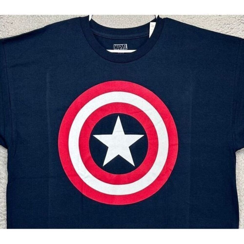 Captain America T Shirt Mens 2XL Blue Marvel Shield Graphic Tee Shirt NEW - Picture 1 of 8
